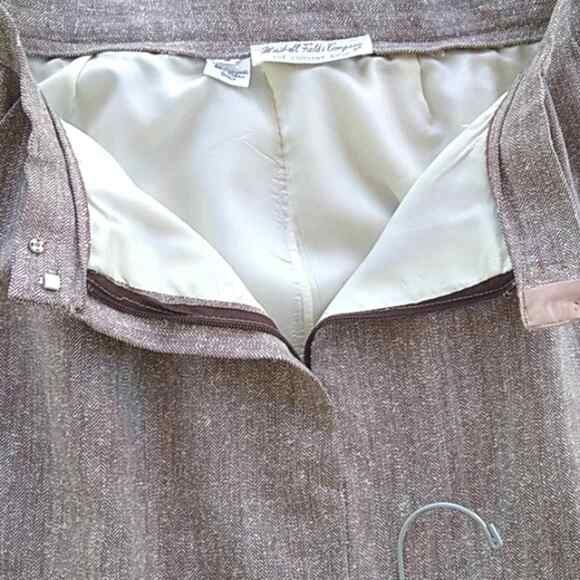 Marshall Field's Country Vintage Tan Herringbone Blazer Pencil 2 PC Skirt Set 8 - Picture 6 of 13